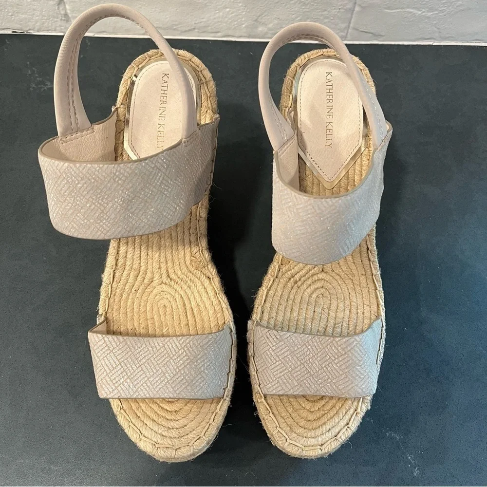 NWOT Katherine Kelly sz 8.5 Orla leather wedge espadrille sandals